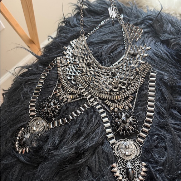Free People Silver and Black Layered Statement Necklace 🔥 $65 Each - Picture 3 of 4